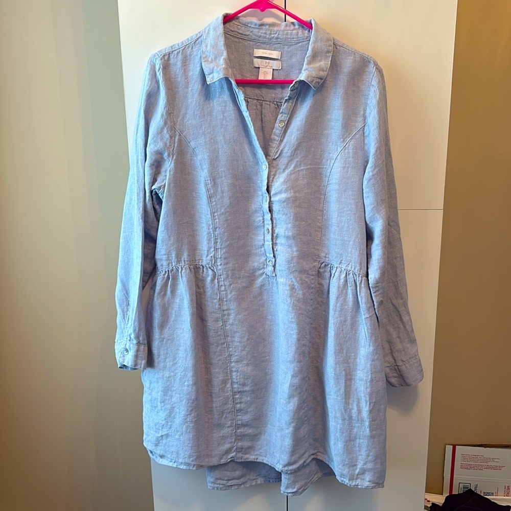 Halston 100% Linen Shirt Dress Women’s size Large